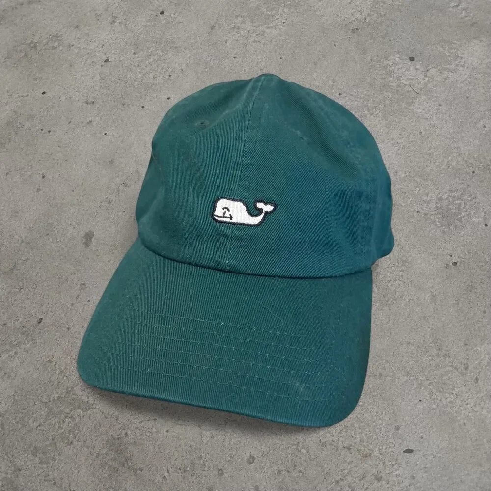 Vineyard Vines green baseball cap with white whale logo Adjustable Strap
